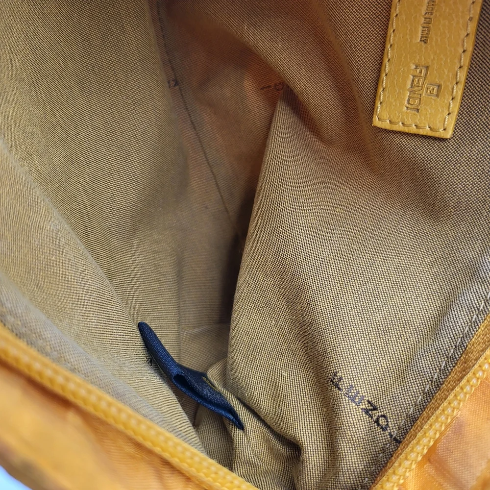 Fendi Yellow Zucca Tessuto palmati Baguette Shoulder Handbag..Authentic w/COA. - Picture 14 of 15